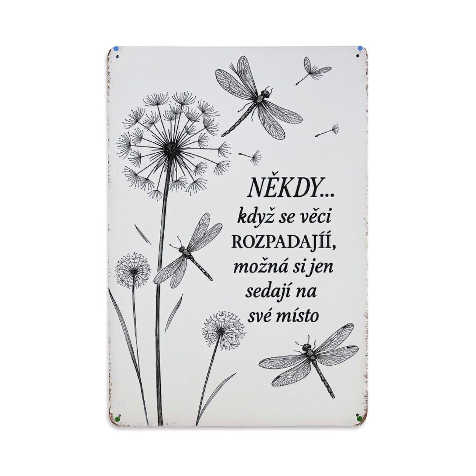 Jdyaojiesheng Vintage Dandelion Dragonfly Nature Quote Art Tin Sign Retro Metal Wall Decor Metal Poster, Home Bar Garage Farmhouse Cafe Wall Art Decoration 8X12inches