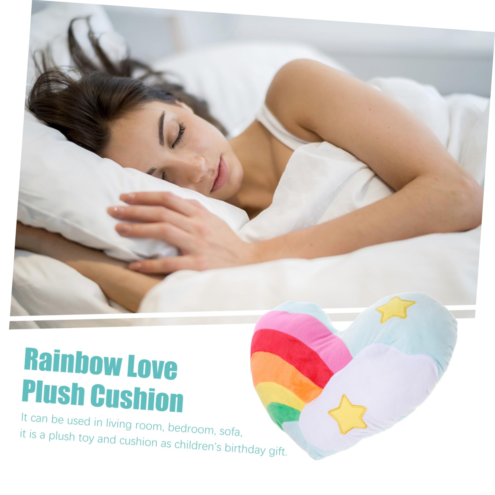 AUTSUPPL Rainbow Hearts Pillow Heart-Shaped Throw Pillow Soft and Cozy Pillow for Home Office Car Family and Friends