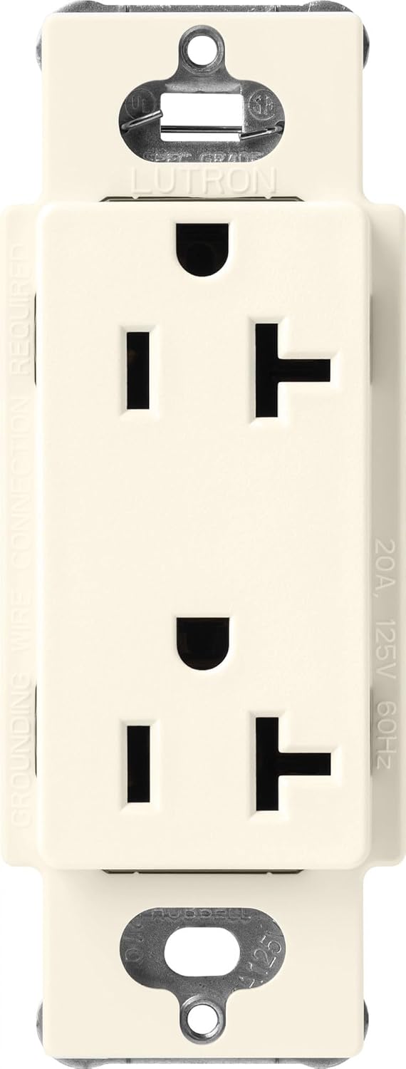 Lutron SCR-20-BI Satin Colors 20-Amp Receptacle, Biscuit