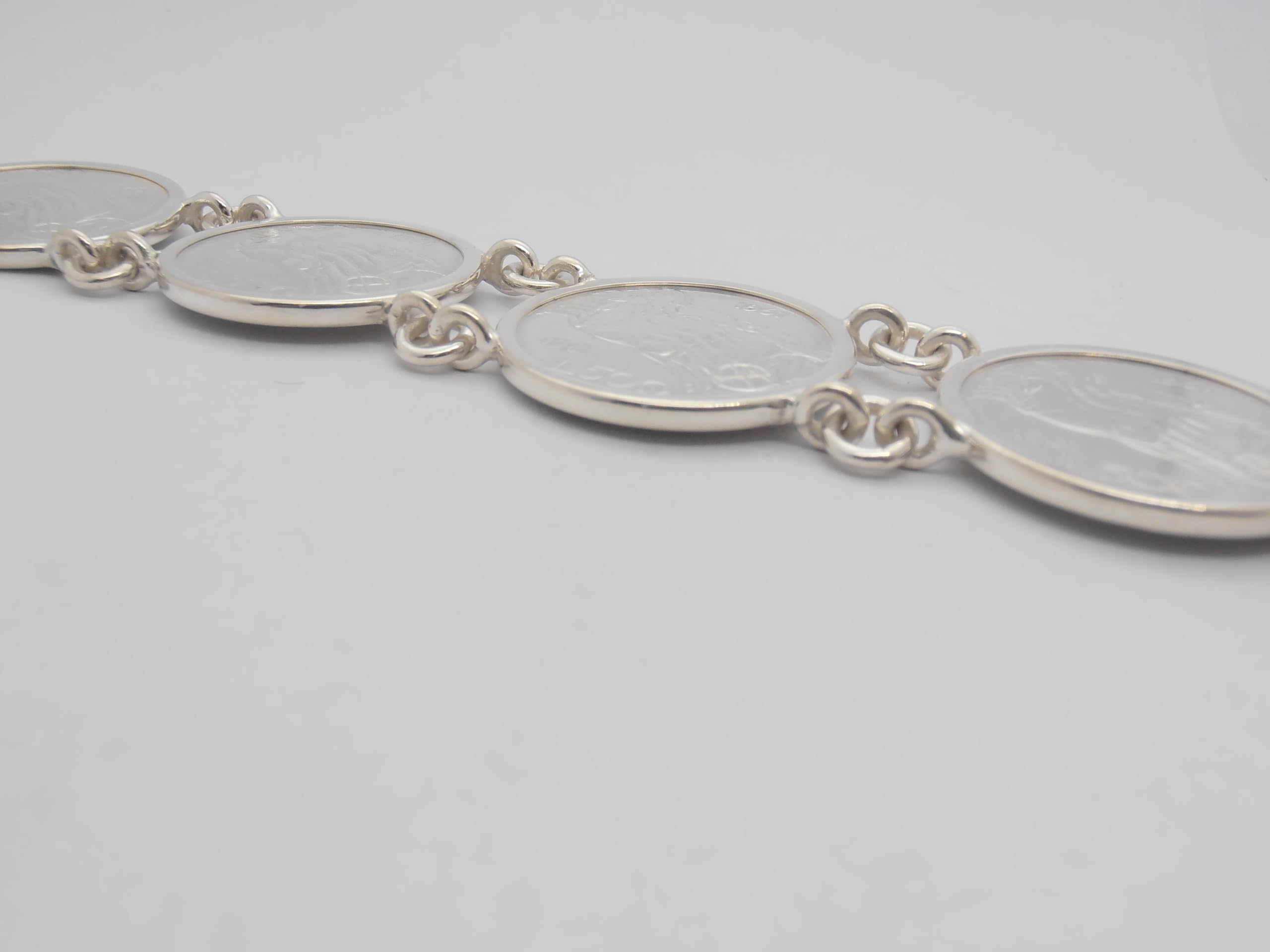Bracciale in Argento 925 con Monete da 500 lire in Argento serie Quadriga - Centenario - Braccialetto