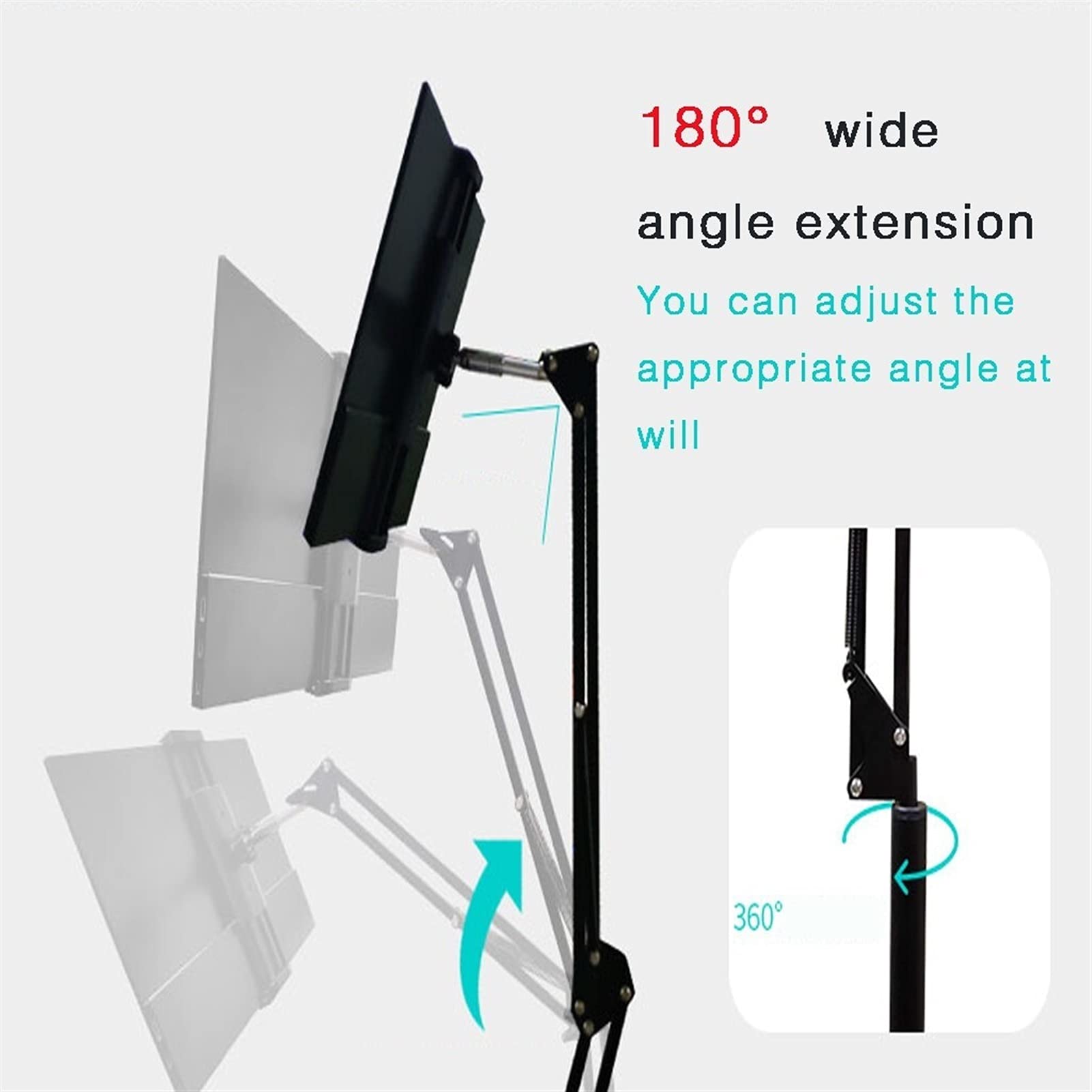 Supporto per tablet portatile a collo di cigno flessibile regolabile con rotazione a 360° per uso a pavimento in comodino e soggiorno