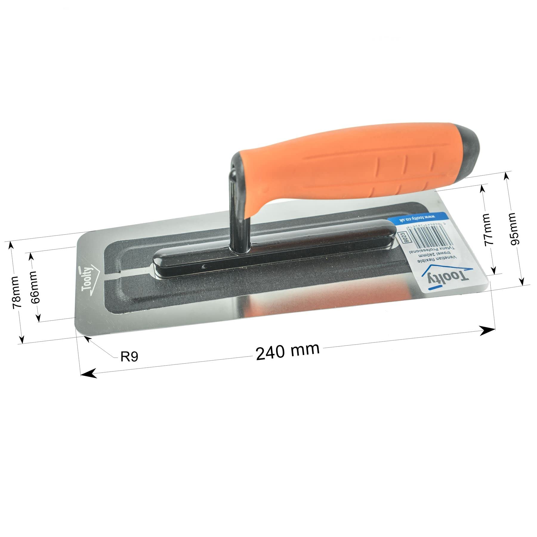 Toolty Flexible Stainless Steel Venetian Plastering Trowel, 240mm, 9.5", Putty Trowel, Mortar Trowel, Finishing Trowel - Image 2