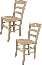 t m c s Tommychairs Set of 2 Cuore Dining Chairs for Kitchen Bar and Dining Room, Sturdy Beech Frame, Untreated, 100% Natural and Wooden Seat