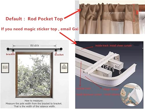 Miniatura 9 de Gxi Cenefa de cortina marrón oscuro beige para ventanas de cocina cenefas de terciopelo en cascada cortinas de ventana para sala de estar bolsillo