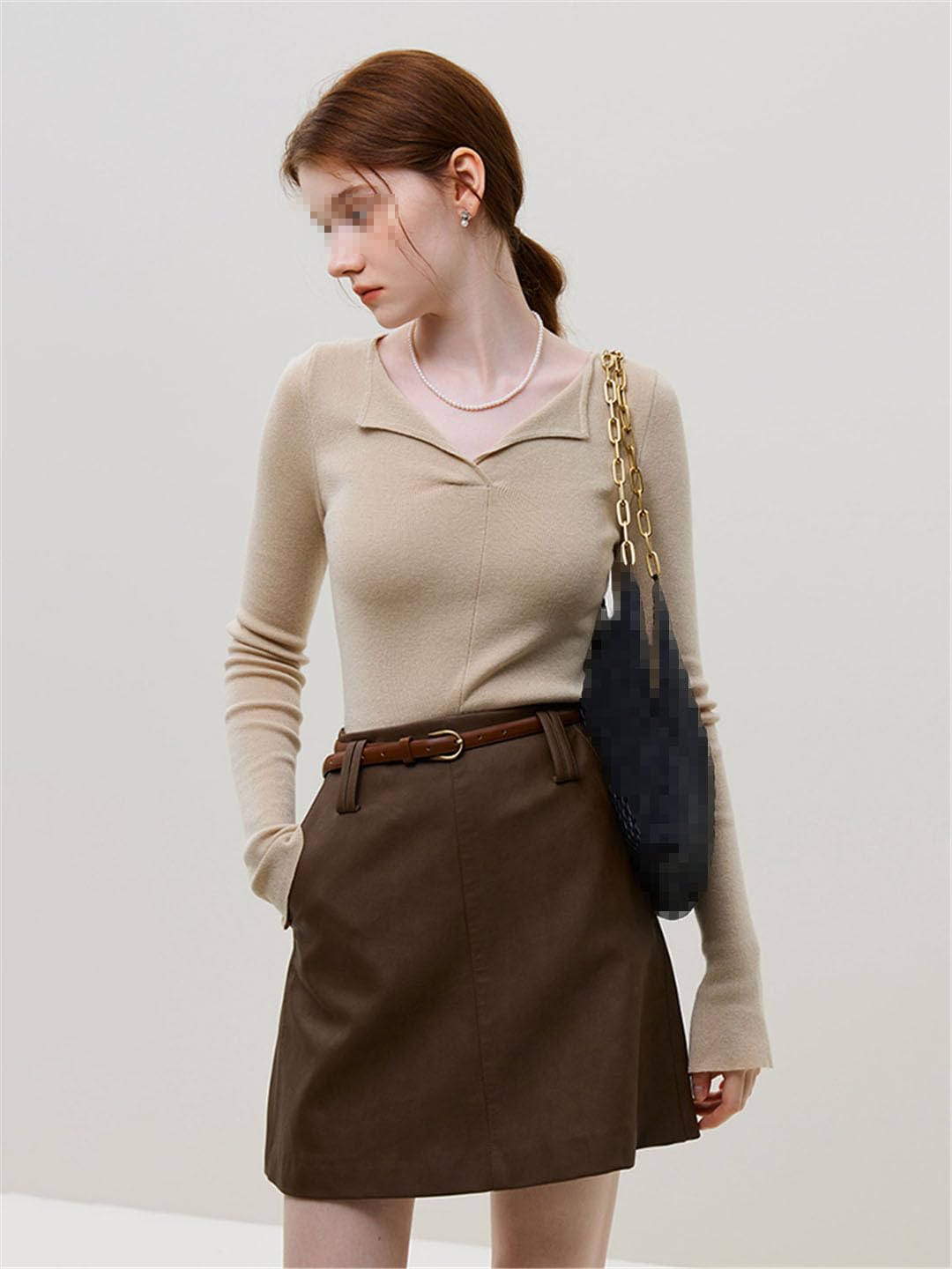 Vogrtcc Maglia da donna a maniche lunghe con scollo a V in lana