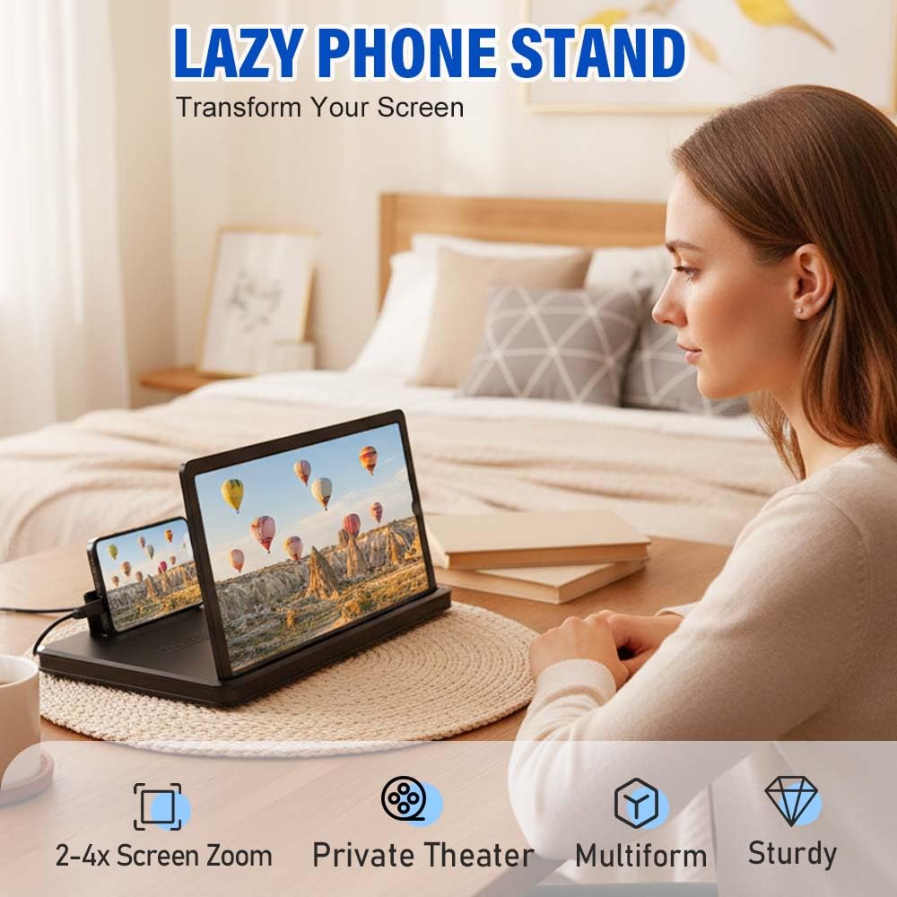 Lente d'ingrandimento per schermo del telefono 3D HD, portatile, pieghevole, amplificatore per smartphone con supporto, ideale per video e giochi, 10 pollici
