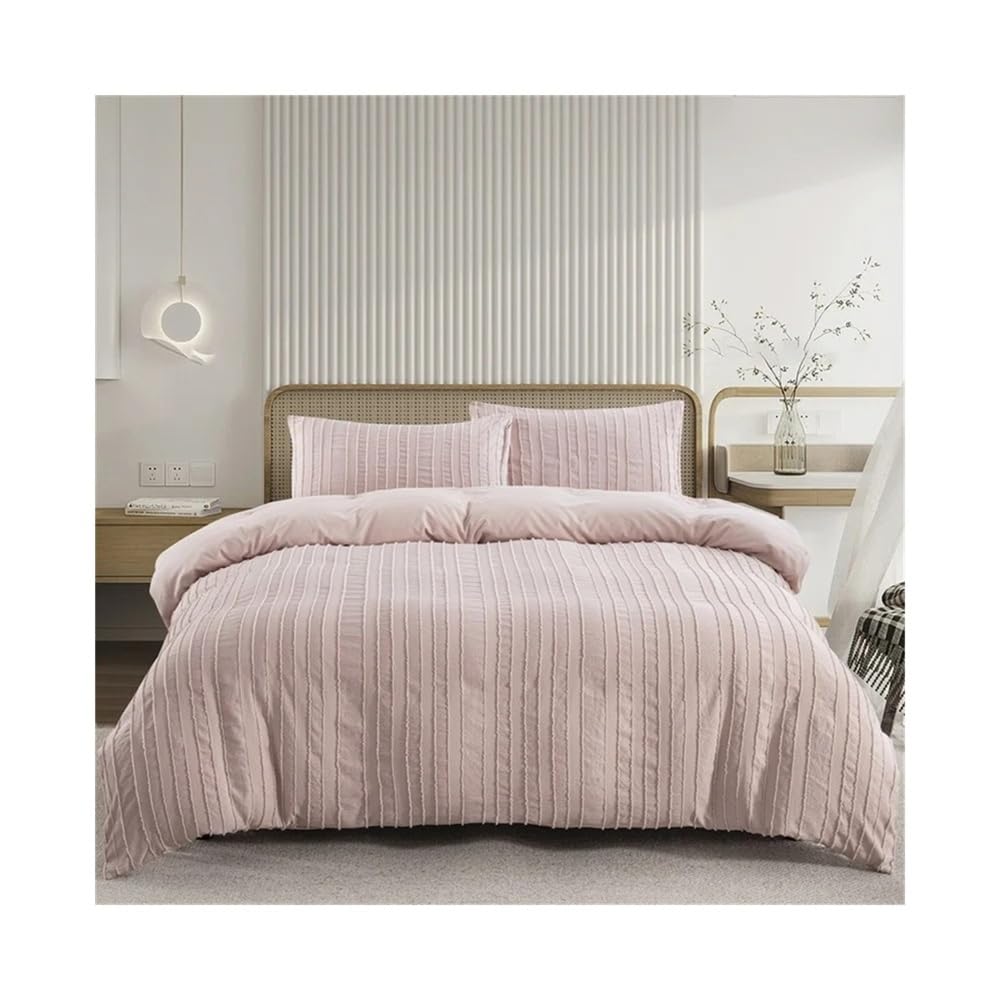 VHKJewE Textured Comforter Cover 2/3 Pieces Luxury Soft Microfiber Bedding Set Set(Pink,EU King(240x220cm))