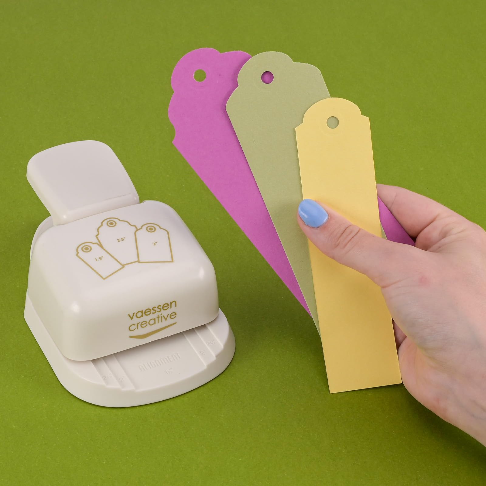 Vaessen Creative 3-in-1 Perforatore di Etichette Scallop Tag