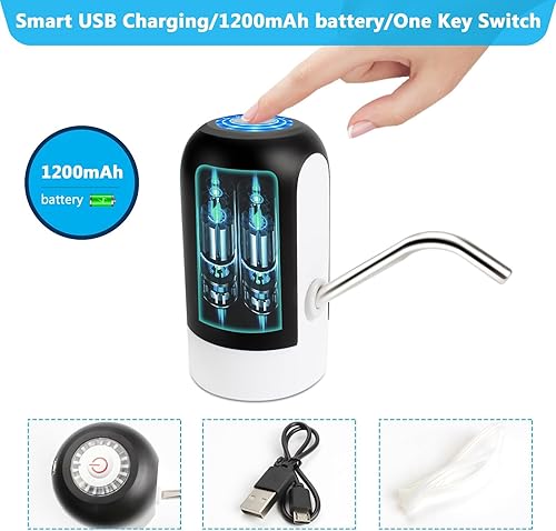 Miniatura 4 de DEFUTAY Dispensador de agua de 5 galones, bomba universal para botella de agua, dispensador automático de jarra de agua con interruptor y USB, para