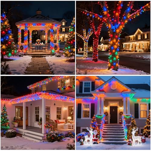 SOLARBABY Lot de 4 Guirlande Lumineuse Exterieur Solaire,4x11.5m Total 400 LED Guirlande Lumineuse Solaire Étanche 8 Modes, Guirlande Solar Pour Cour Fête Jardin Noël Décoration Exterieur Multicouleur – vue 8