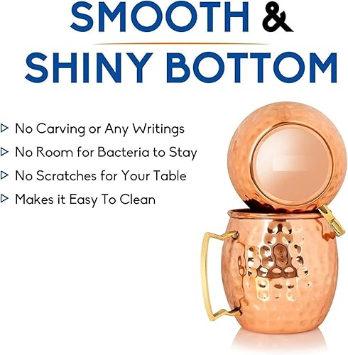 Miniatura 6 de PR INTERNATIONAL - Juego de 4 tazas de cobre con mango de latón con aspecto martillado de cobre, taza de Moscú, perfecta para cualquier bebida fría