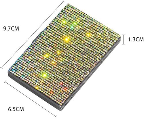 Miniatura 6 de Bling Bling - Tarjetero para tarjetas de visita de cristal brillante, de acero inoxidable, tarjetero de negocios, tarjeta de crédito, bolsillo para