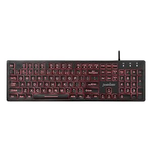 Perixx PERIBOARD-317RGB Wired Backlit USB Keyboard - Big Print Letter with RGB Illuminated LED - US English Layout