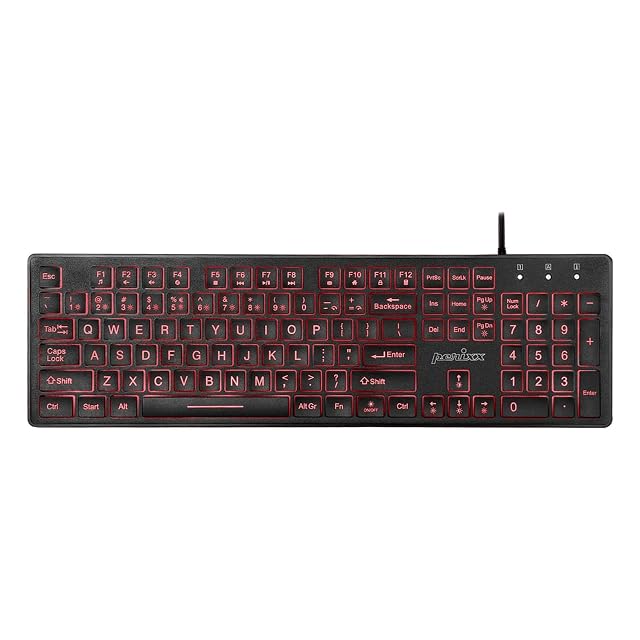 Perixx PERIBOARD-317RGB Wired Backlit USB Keyboard - Big Print Letter with RGB Illuminated LED - US English Layout