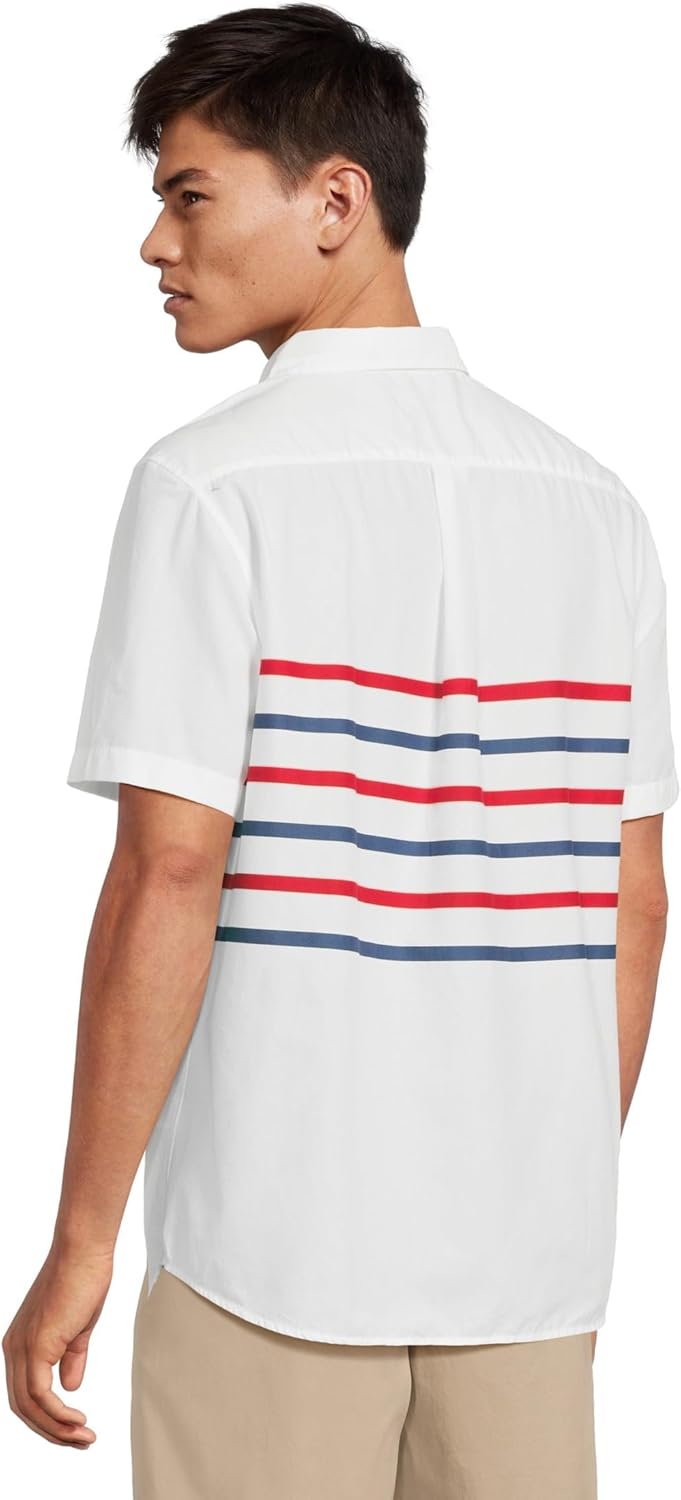 vineyard vines Men's Ash Stripe Madras Short Sleeve Shirt