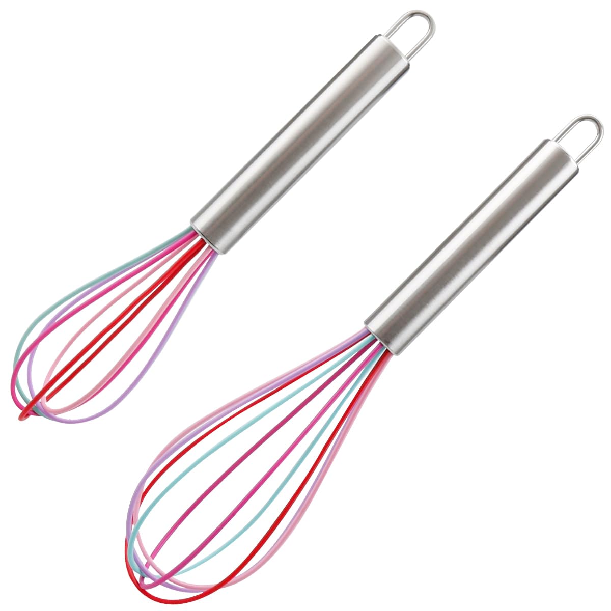 Vanyibro 2PCS Silicone Whisk Set,Colourful Silicone Balloon Whisk and
