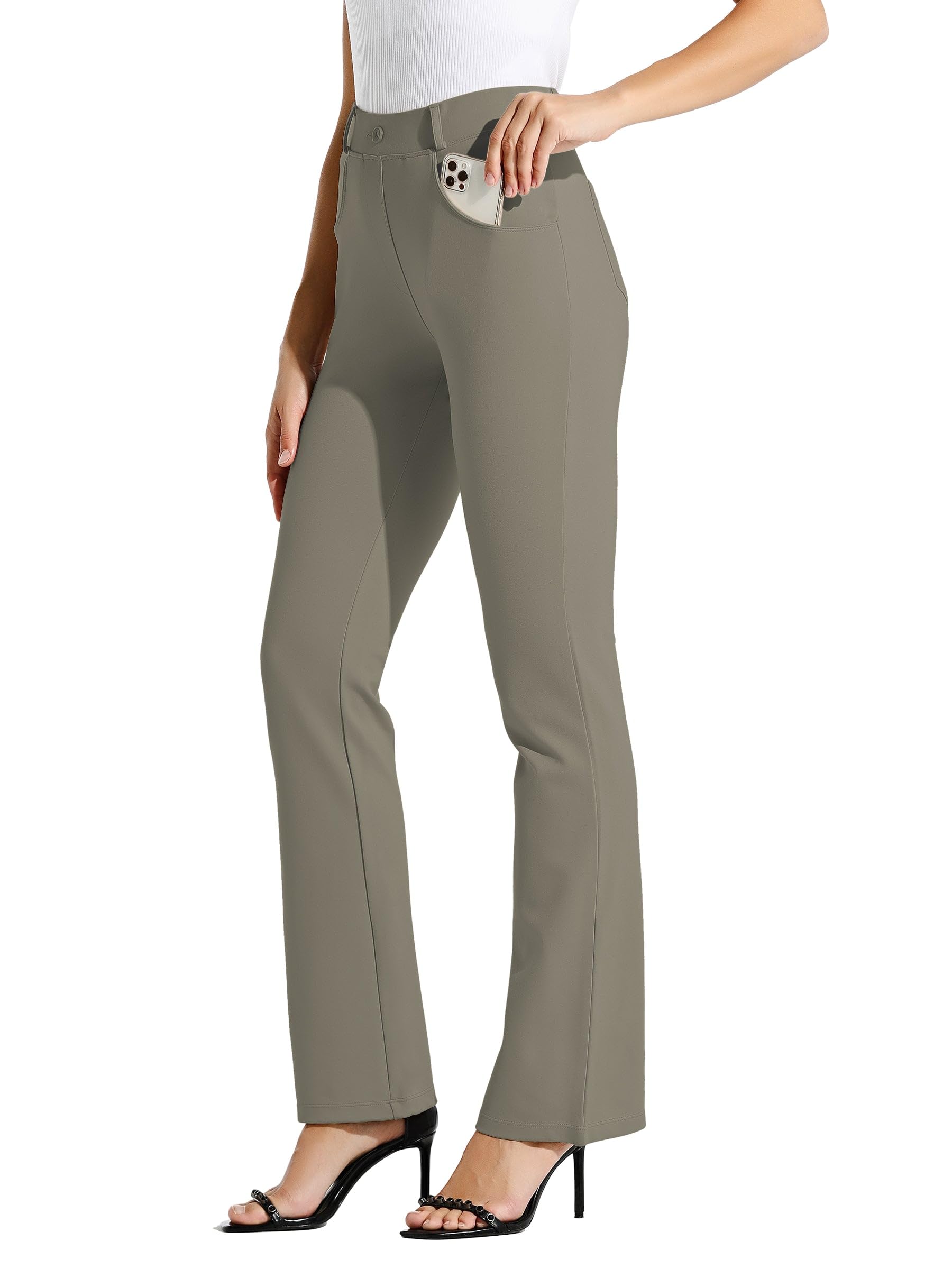 Women's Yoga Dress Pants Bootcut Work Slacks Stretch Office with Belt Loops 4 Pockets 28“/29"/30"/31"/33"