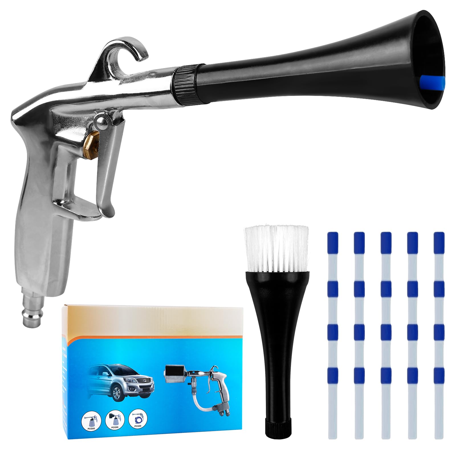 Pistolet A Air Comprimé,Pistolet De Soufflage A Sec Avec 5 Tuyaux,Pistolet De Nettoyage A Air Comprimé,Pistolet Nettoyage Voiture Pour Voiture,Souffle La Saleté Et La Poussière