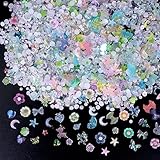 500Pcs Green Cute Nail Charms Mixed Shape Rose Flower Bear Bow Heart 3D Acrylic Charms for Nails Des