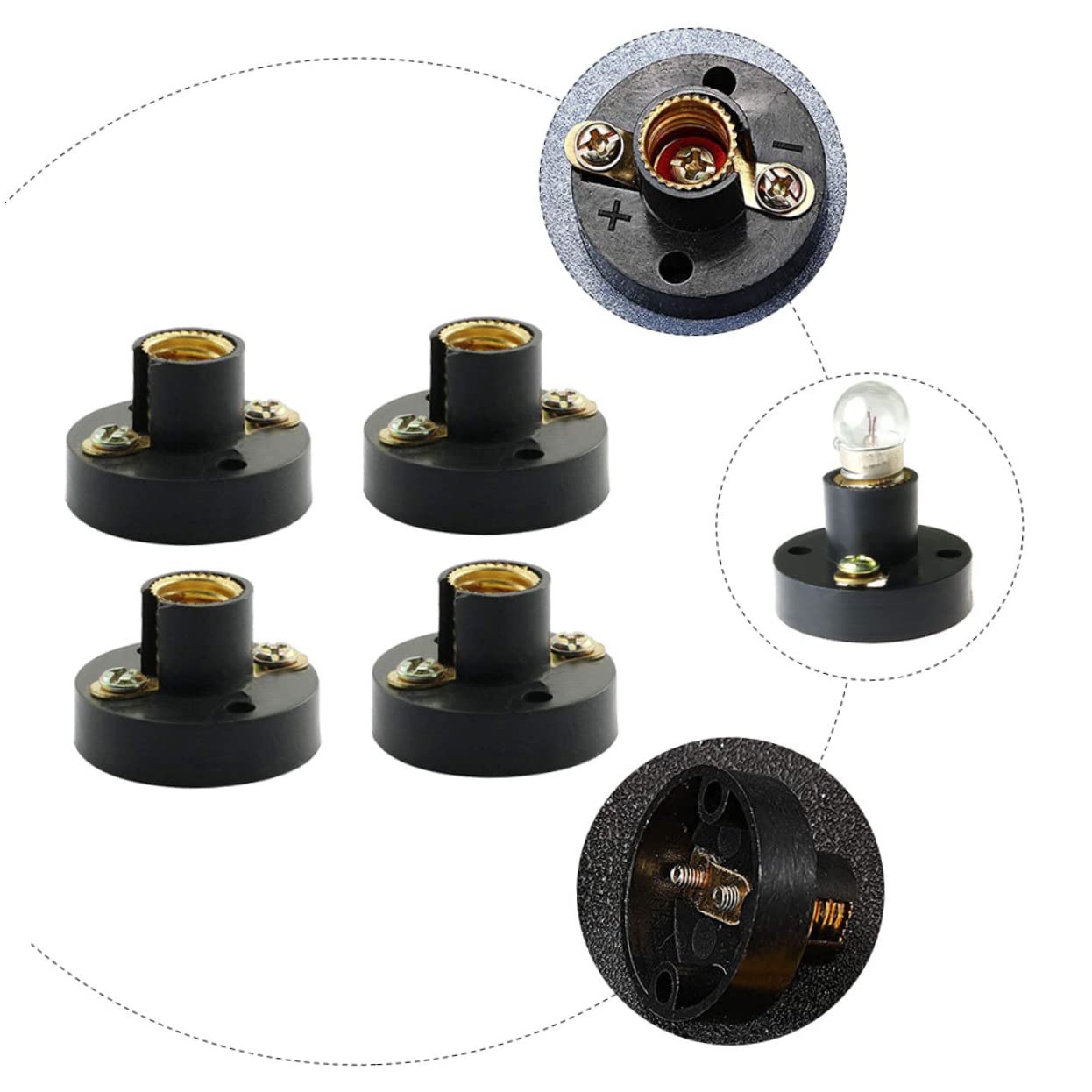 TEHAUX 5pcs Screw Lamp Holder for Physics Experiments Electrical Laboratory Supplies Teaching Lamp Base Random Colors for School Experiments and Demonstrations