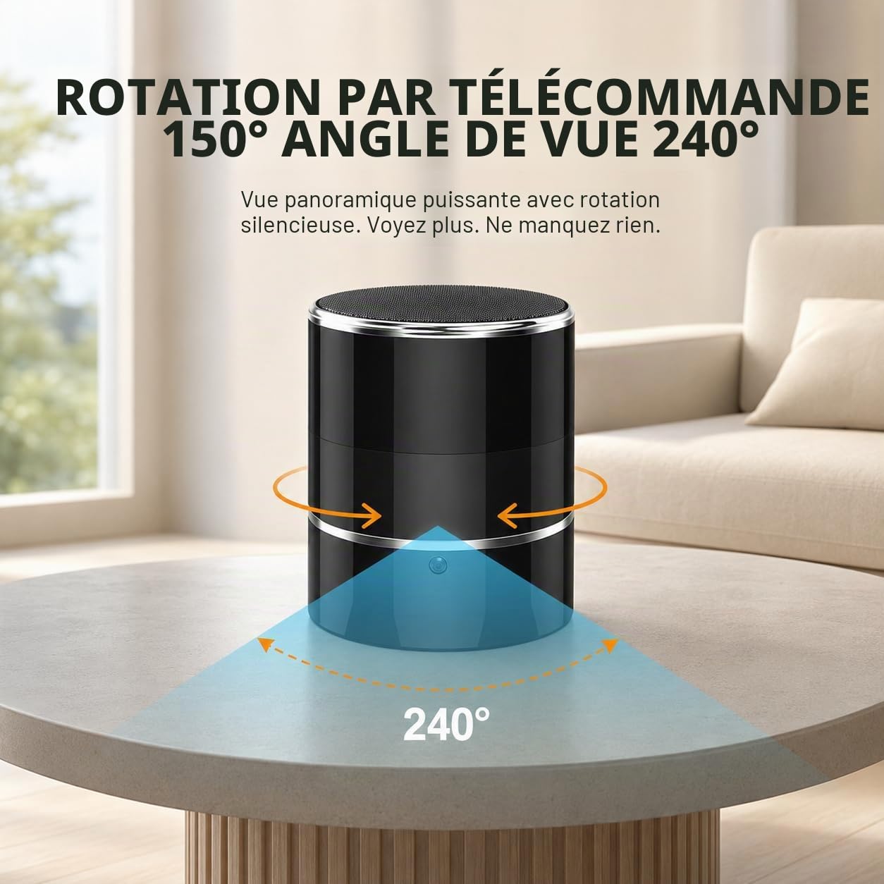 Caméra espion cachée WiFi Bluetooth haut-parleur avec objectif rotatif à 180° – Caméra de nounou sans fil HD 1080p, détection de mouvement, application de diffusion en direct pour la surveillance de