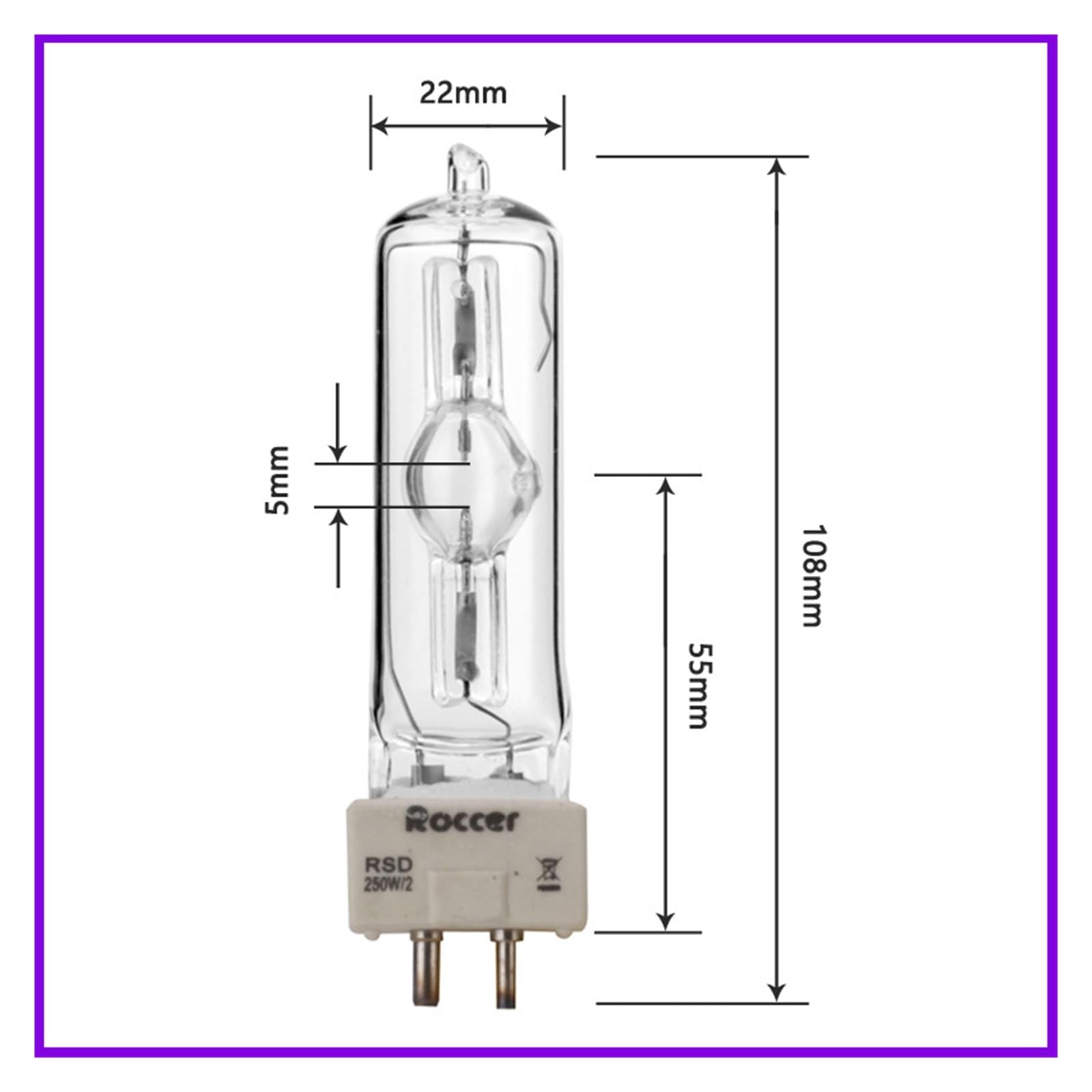 Lámpara de iluminación de Escenario MSD 250/2 NSD MSD250W Watts 90V MSR Bombilla 8000K Lámpara de halogenuros metálicos Disco
