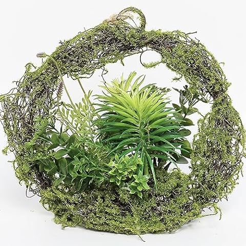 Artificial Succulents Hanging Plants, Fake Greenery Faux Plants in Artificial Moss Planter, DIY Floral Decor Realistic Fake Plants for Home Indoor Living Room Kitchen Outdoor Wall Decor (Type B) Cover