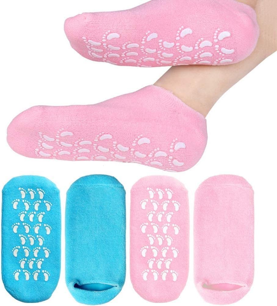 Moisturizing Silicone 1 Pair Spa Gel Socks for Women & Men Crack Heel Repair Socks with Natural Oil & Vitamin E for Dry Cracked Feet Color- PINK-image-34