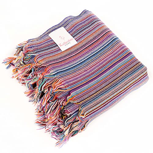 Kalkedon Towels Rainbow Beach Towel | Sarong |Luxurious Turkish Towel | Turkish Cotton Beach Blanket |Picnic Blanket |Peshtemal | Wrap | Pareo |Yoga Blanket (Purple)