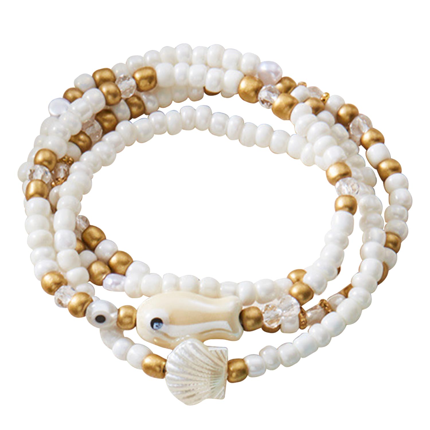YOSKAEDI Armband-Set mit 4 stapelbare Perlenarmband - Handge