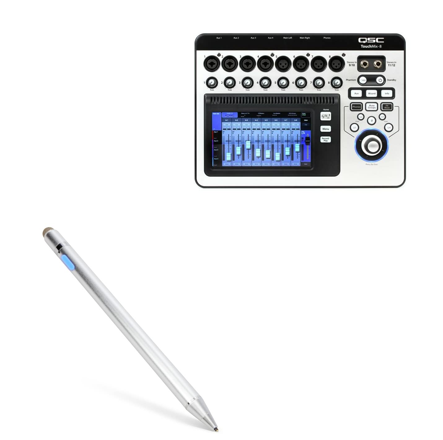 BoxWave Stylus Pen Compatible with QSC TouchMix - 8 - AccuPoint Active Stylus, Electronic Stylus with Ultra Fine Tip - Metallic Silver
