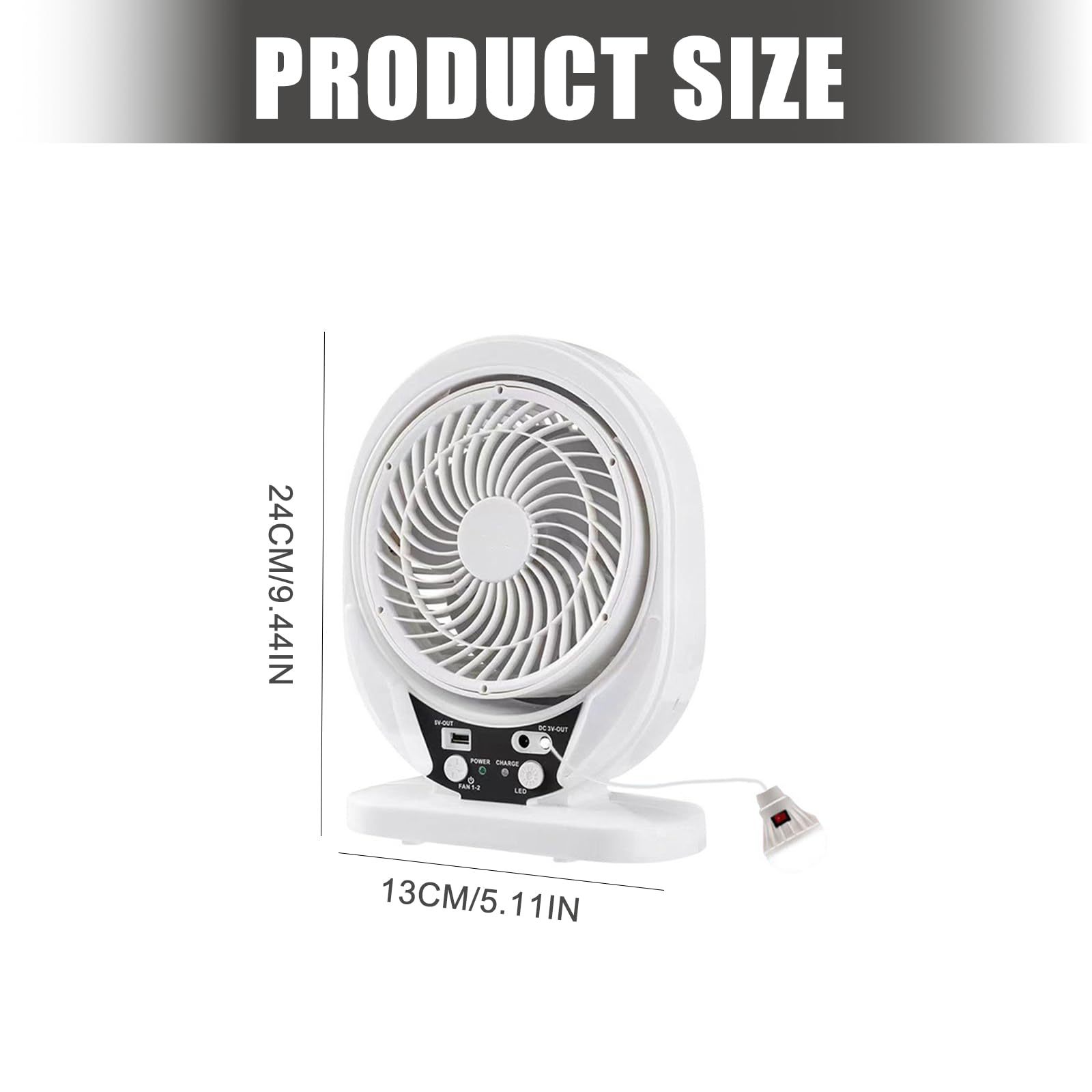 Générique Ventilateur transportable, Ventilateur d ' Ordinateur de Chargement USB avec Plan détachable, Lampe LED pour Chambre à Coucher, Bureau USB extérieur avec lumière LED