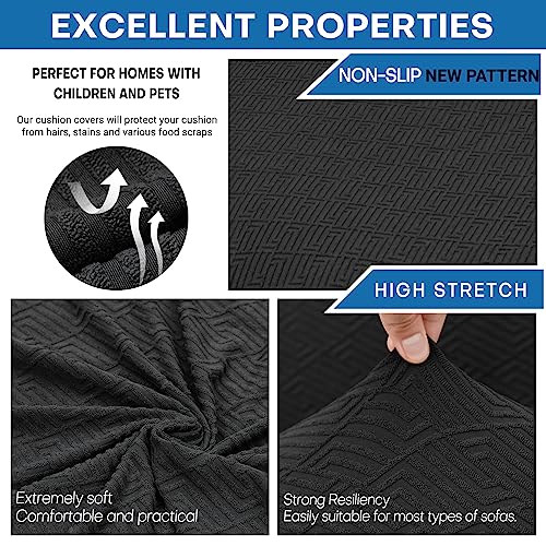 XINEAGE 2025 New 4 Pieces Extra Large Couch Covers for 3 Cushion Sofa Super Stretch Sofa Cover for 3 Large Seat Cushion Universal Fitted Slip Cover for Living Room (Black), 91"-110"(3 Cushions)