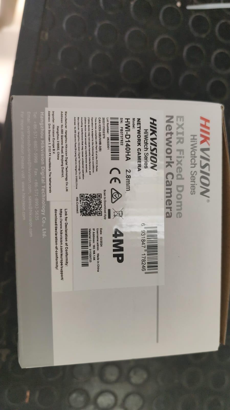 Hikvision HWI-D140HA - Domo IP 4MP antivandálico de Exterior - Color Blanco