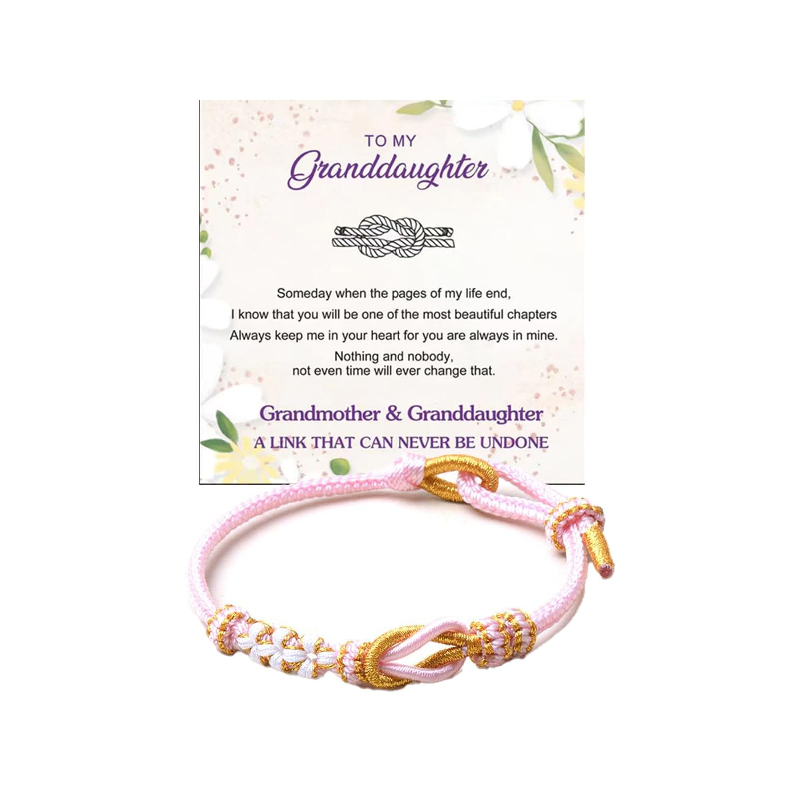 To My Granddaughter-Infinity Forever Love Heart Bracelet, Natural Emperor Stone Double Layer Purple Beaded Woven Wrap Bracelets Adjustable Mind Peace Gift Jewelry