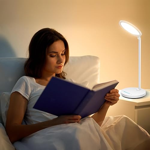 Miniatura 8 de Lámpara de escritorio LED con brazo oscilante y cuello flexible, lámpara de mesa 3CCT para el hogar, oficina, dormitorio universitario, lámpara alta
