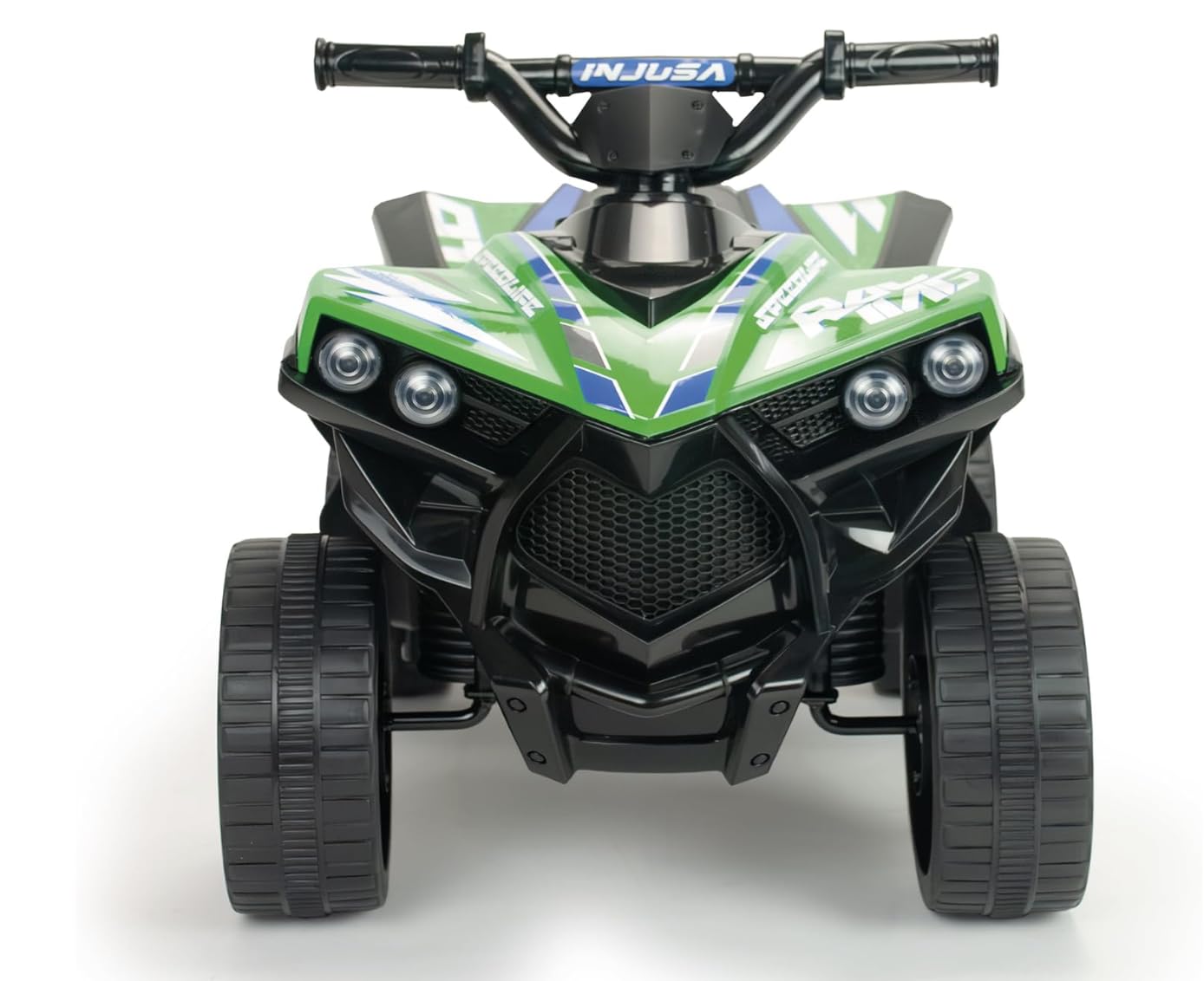 Quad Elektryczny Dla Dzieci 6V Zielony – Wyścigowy Quad Na Akumulator od 18 Miesięcy – Z Biegiem Wstecznym, Światłami LED, Dźwiękami i Hamulcem Elektrycznym – Bezpieczny Pojazd Dla Dzieci – INJUSA