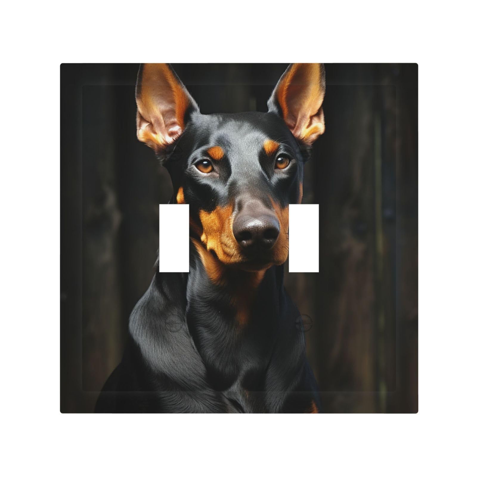 Decorator Double Toggle Light Switch Covers doberman Wall Plate 2-Gang Mid Size 5" x 4.9" Double Toggle Switch Wallplate Decorative 2 Gang Wall Switch Plate Covers