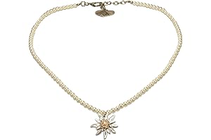 Trachten Pearl Necklace Rhinestone Edelweiss Greta for Women: Traditional German Elegance