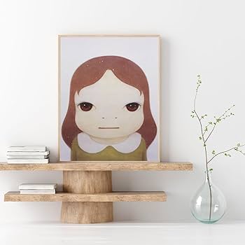 Amazon.co.jp: 奈良美智ポスター《宇宙の少女の目が開いています