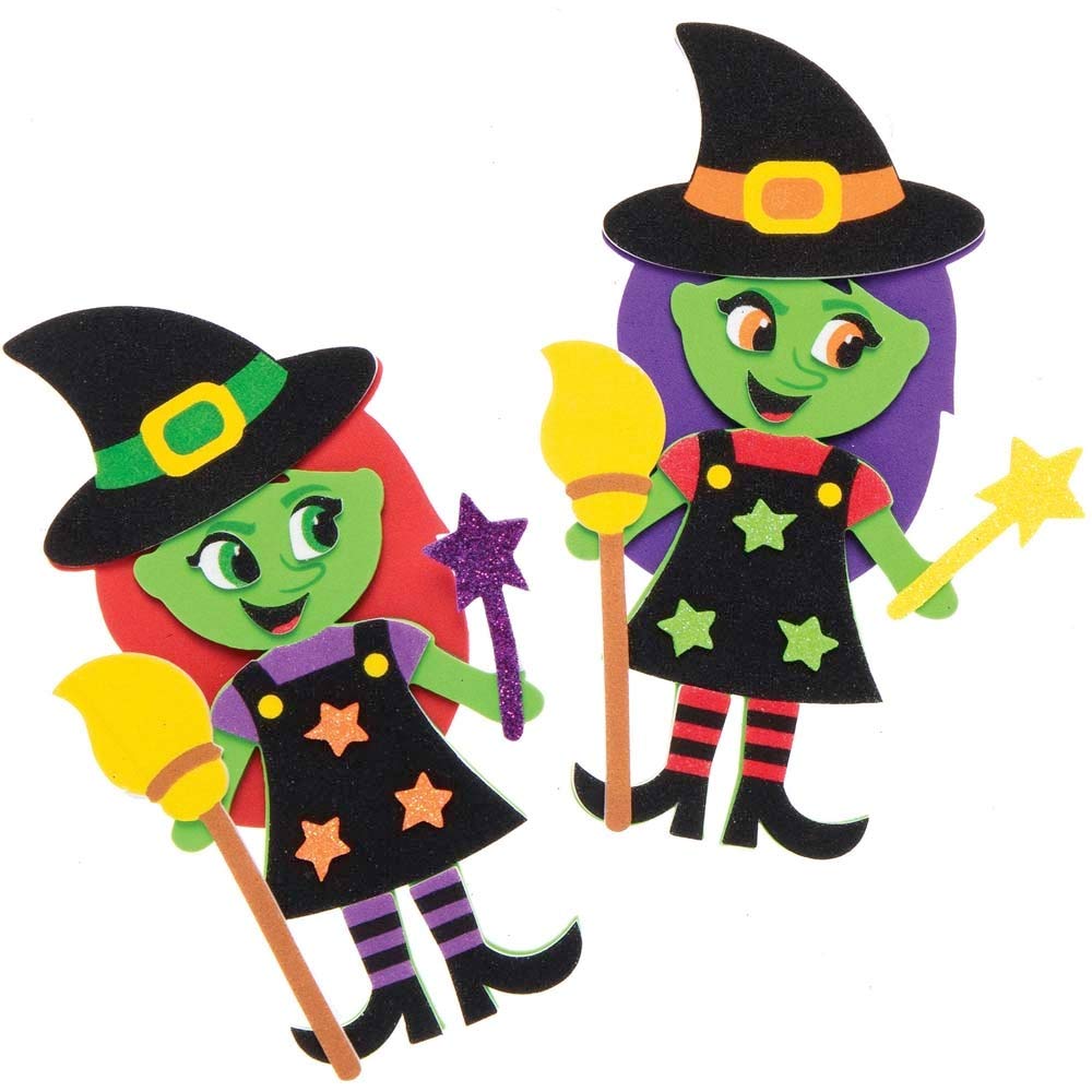 Baker Ross Zestaw magnesów do dekoracji na Halloween, zestaw 8 sztuk, zestawy rzemieślnicze na Halloween, dla dzieci, piankowa czarownica, dekoracja sztuka i rzemiosło (AX219)