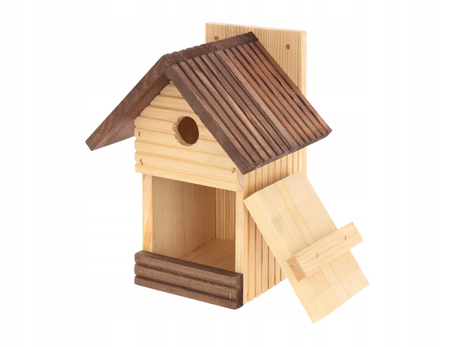 MAZUR 4X Vogelfutterhaus aus Holz Mix | Nistkasten | Vogelfutterspender | Vogelfutterstation | Vogelhaus | Vogelhäuschen | Wetterfest | Kleinvögel, Gartenvögel, Singvögel, Wildvögel