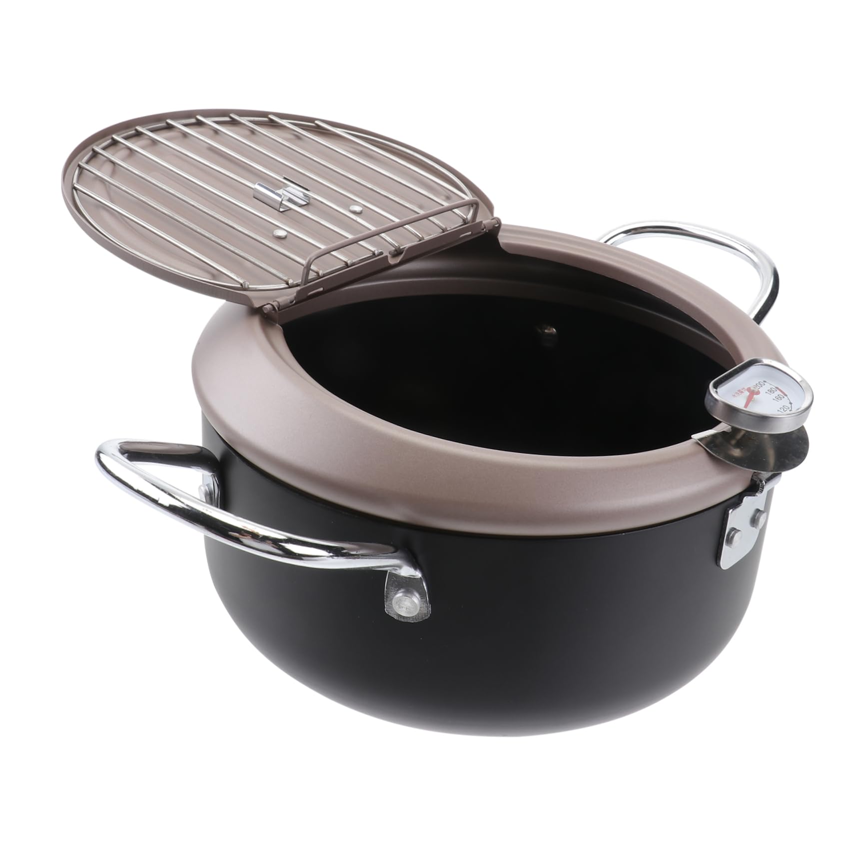 PRETYZOOM Japanese Style Fryer with Lid Oil Filter Rack Large Skillet Lid for Wok Non Stick Pan Cover Cooking Tools 20cm Kitchen Utensil Cover