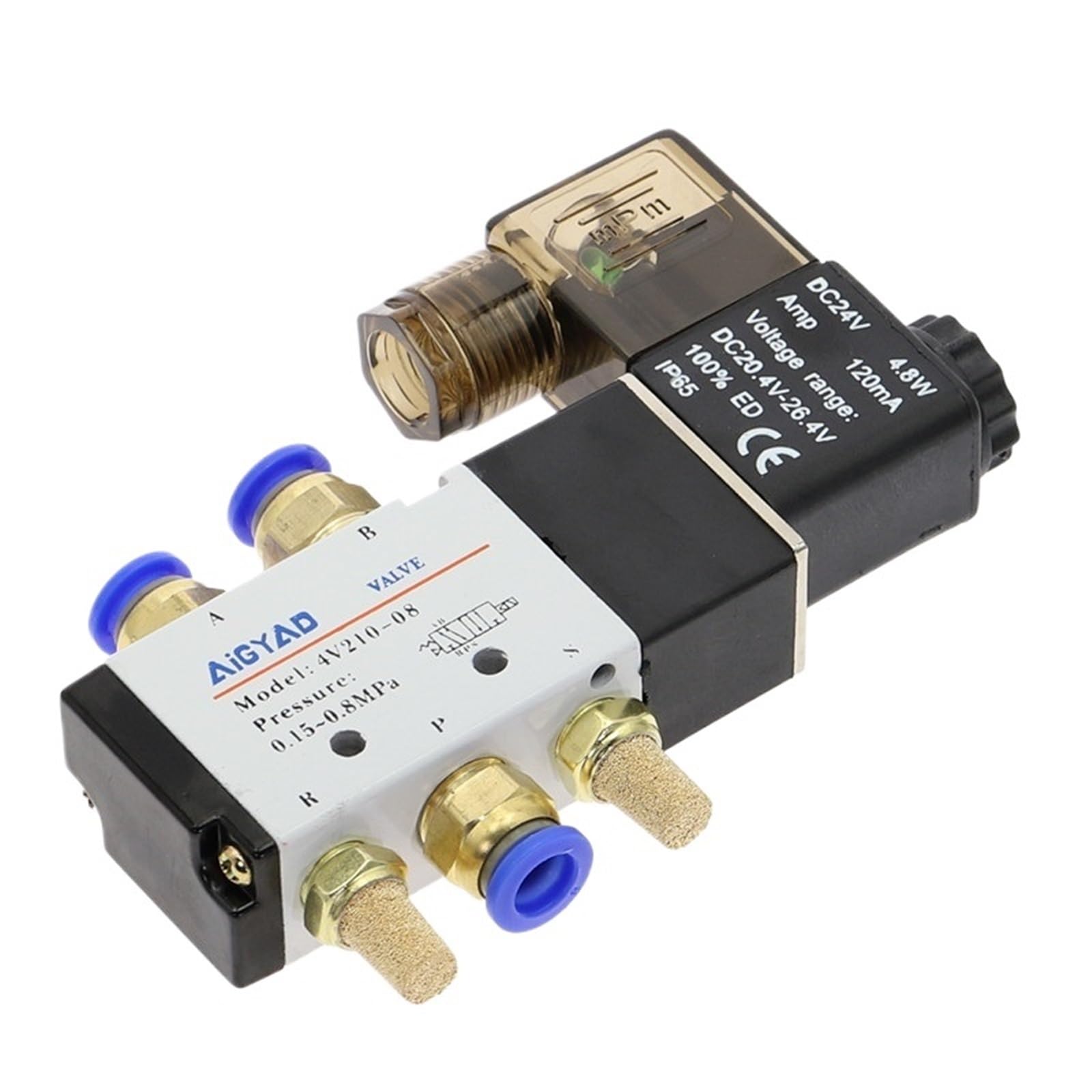 Elektryczny zawór elektromagnetyczny, 5-drożny, 2 pozycje, kontrola powietrza i gazu, zawór magnetyczny 12 V, 24 V, 220 V, cewka woltowa 4 mm-12 mm, złączki rurowe (złącza PC 12 mm, AC110)