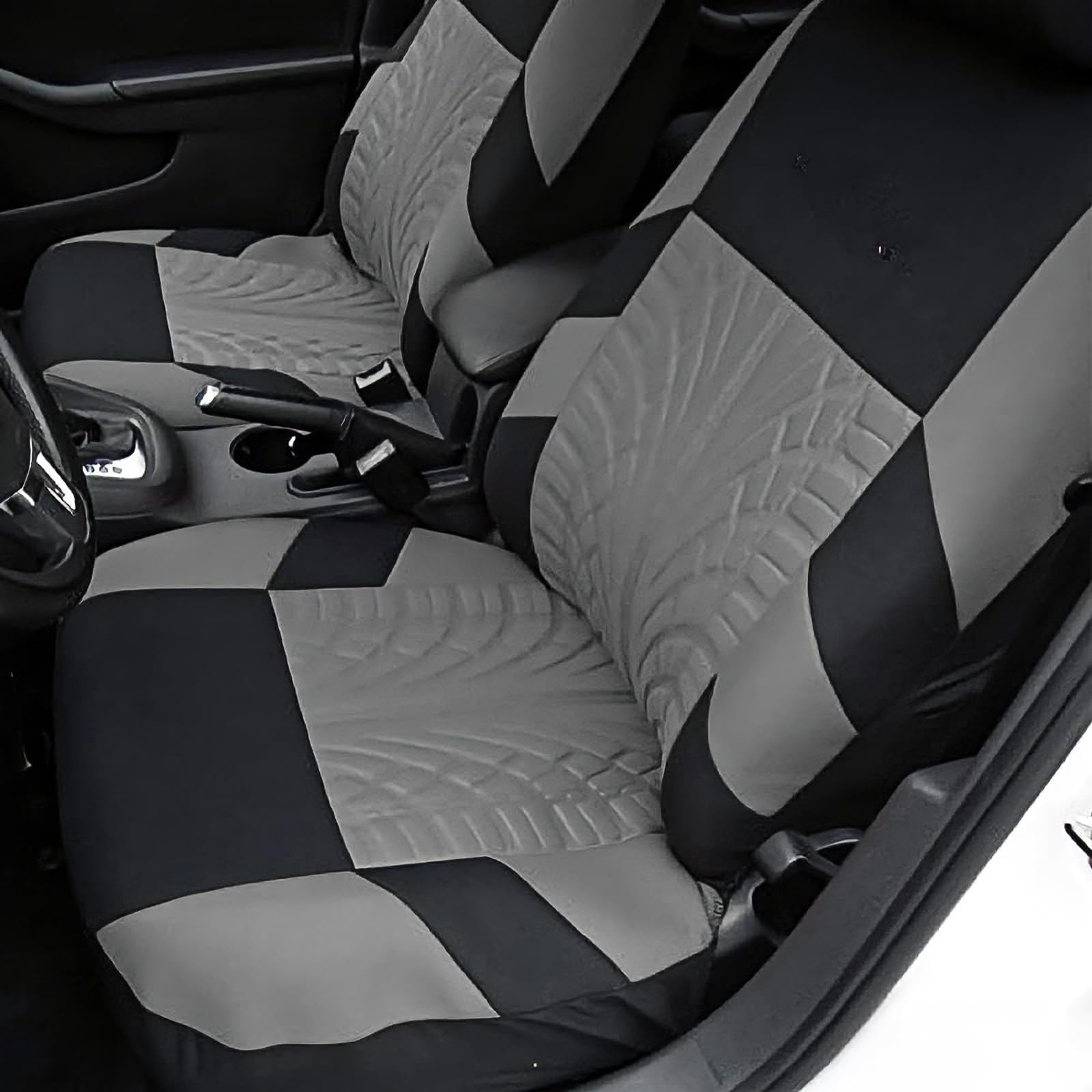 Autositzbezüge Universal Fit Sitzbezüge Auto Komplettset für 5 Sitze, Vierjahreszeiten Sitzbezügesets, Atmungsaktiv, Strapazierfähig, Pflegeleicht, Vollschutz mit 3D Prägung (Grau)