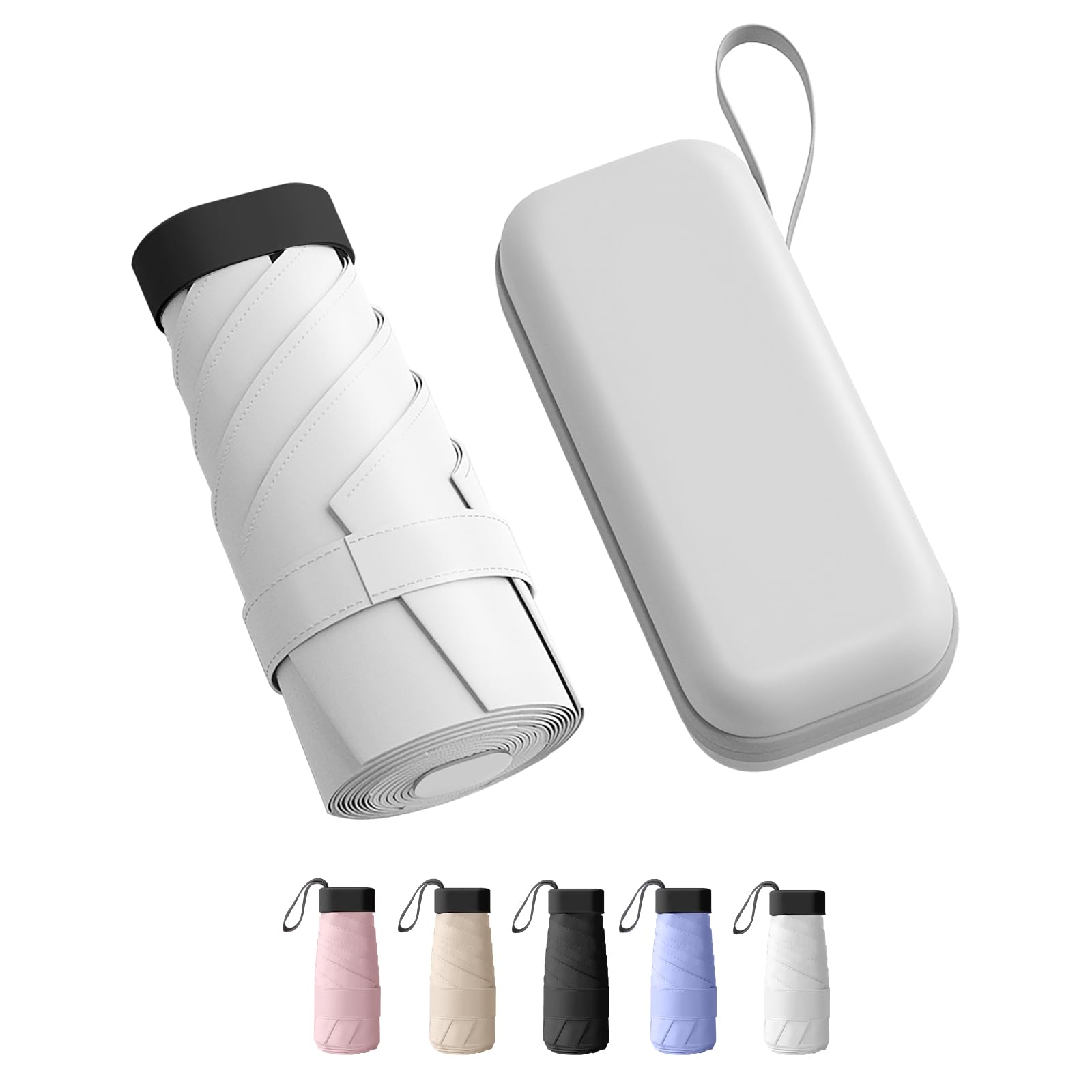 Trenovo Travel Mini Compact Folding Umbrella with Case - UV Sun & Rain Protection, Lightweight Portable Pocket Umbrella for Women Men Kids, Fits Purse