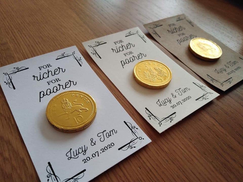 Chocolate coin wedding favours 10 pack Personalised wedding favours