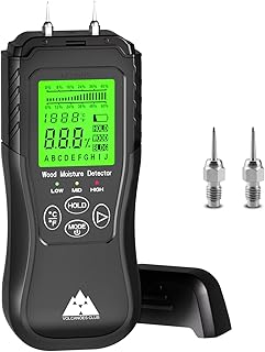 Moisture Meter for Wood Walls - Accurate Digital Pin Type Moisture Meter for Lumber Drywall Firewood Plaster Woodworking - Humidity Detector Inspector Humidity Tool - Low/Mid/HighTester