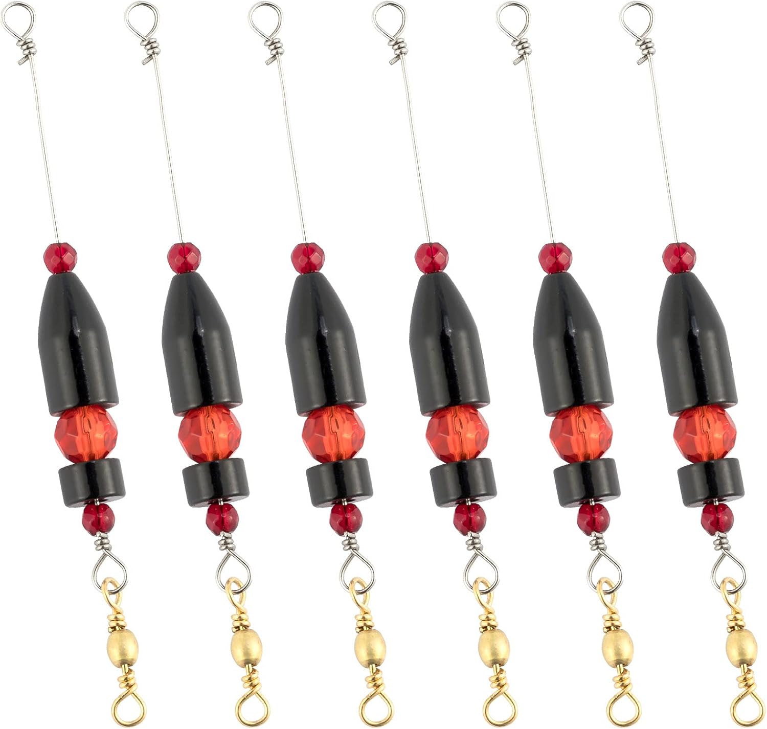 Dr.Fish 6 Pack Carolina Ready Rig, Carolina Fishing Sinkers Brass Fishing Rigs Freshwater Bullet Worm Weights