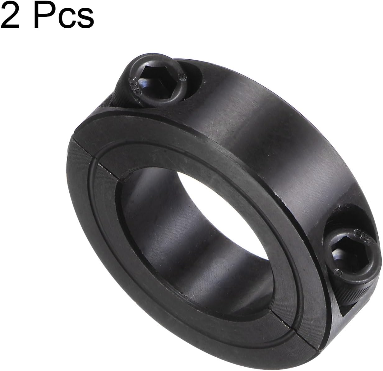 HARFINGTON 2pcs Shaft Collars for 1" ROD, 1-3/4" OD, 1/2" Width, Black Oxide Plating, Double Split Axle Clamp-On Collar Clamping Collar with Set Screw